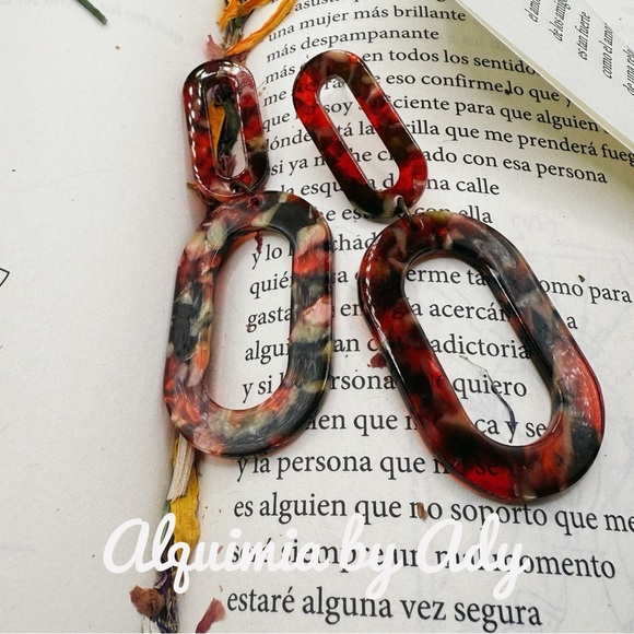 Alquimia Red and Black Earrings - Picture 1 of 1